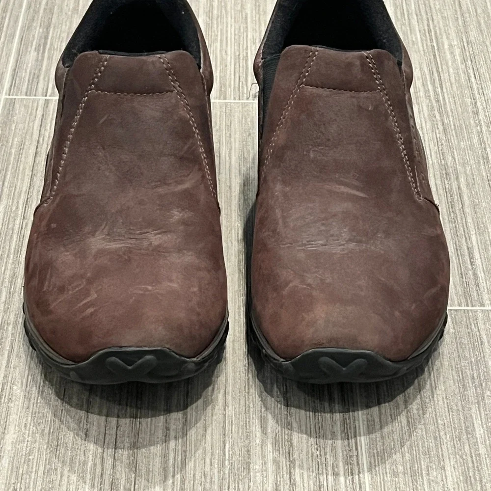 Merrell Leather Jungle Moc Nubuck Brown Slip‎ On Shoes Men 12 Comfort Outdoor
